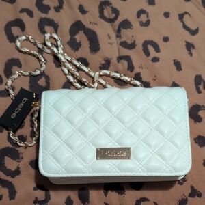 Bebe Cream Quilted Crossbody Bag